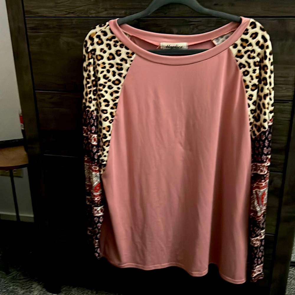 Mixed print dolman sleeve top
